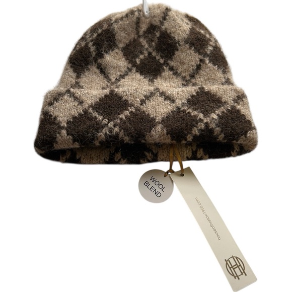 House of Harlow Wool Blend Argyle Beanie Hat - Picture 2 of 9